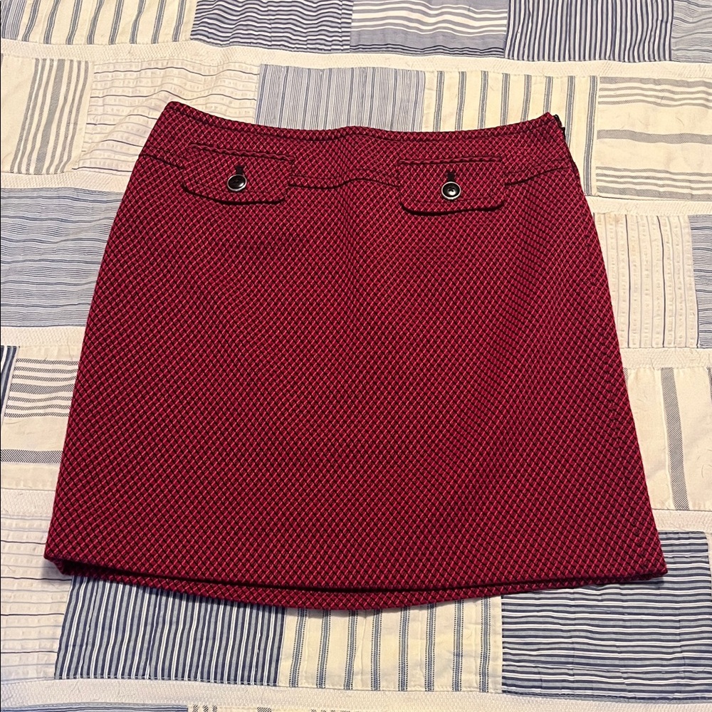 LOFT Red/Black Textured Mini Skirt